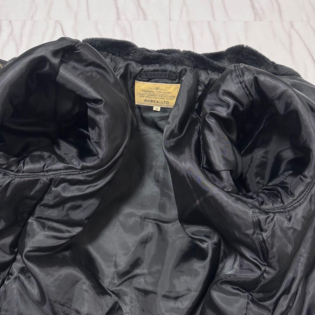 アヴィレックス N-2B ファーフード 黒 M フライトジャケット 短丈 ロゴ