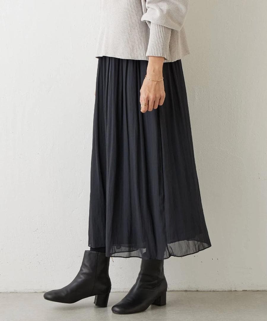 ビアズリー　BEARDSLEY シワシフォンギャザーパンツ　黒　サイズF