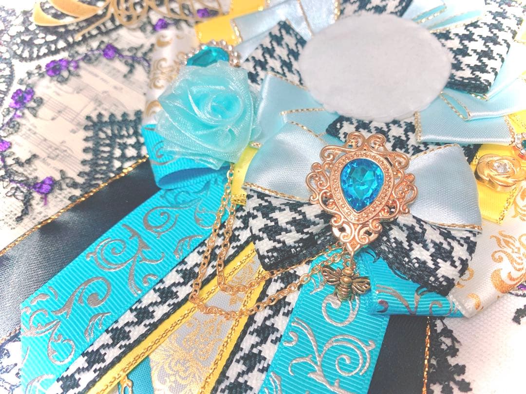 No.20 ロゼット　水色×千鳥柄