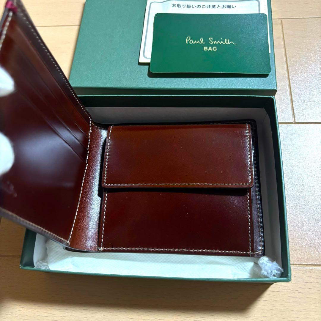 Paul Smith 超超激レア　初代コードバン　折り財布　新品　赤茶　総馬革
