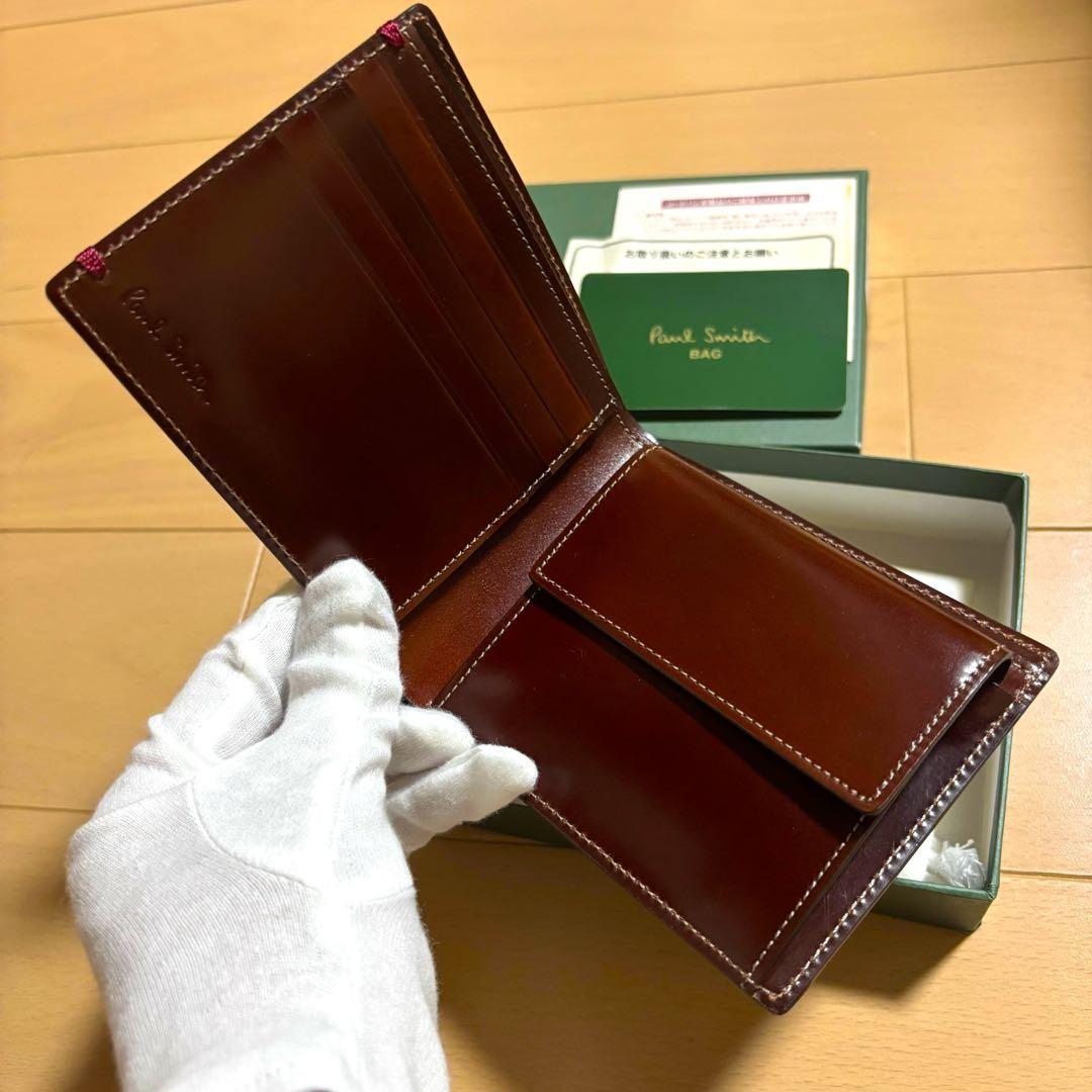 Paul Smith 超超激レア　初代コードバン　折り財布　新品　赤茶　総馬革