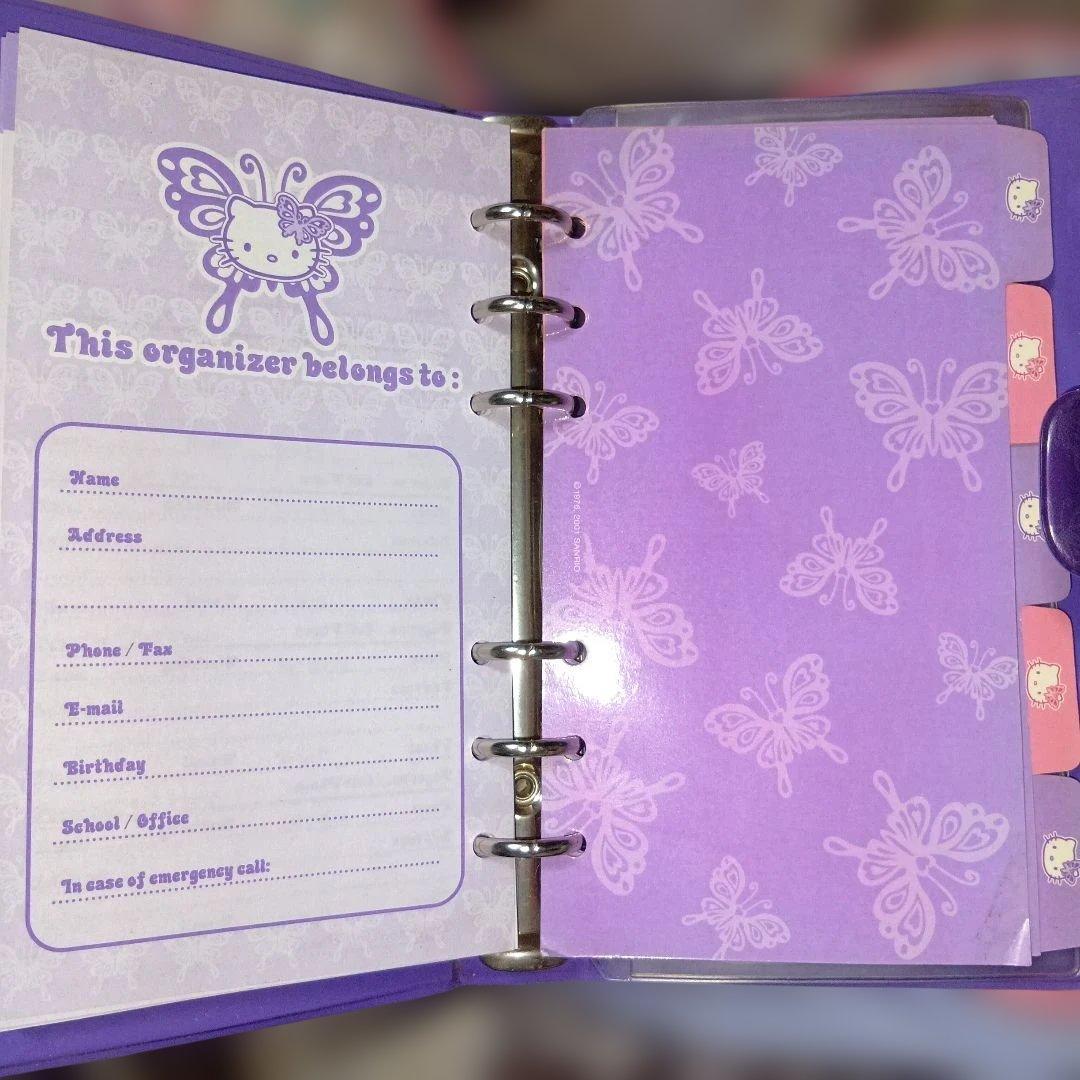 ハローキティ海外限定パープルバタフライ バインダー2001年6穴激レアシール帳
