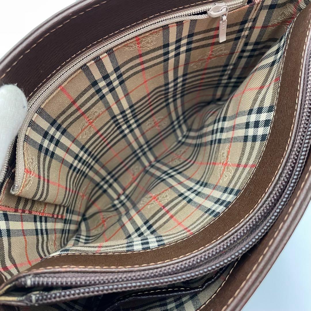 高級　バーバリー　ノバチェック シャドーホース　レザー　ハンドバッグ