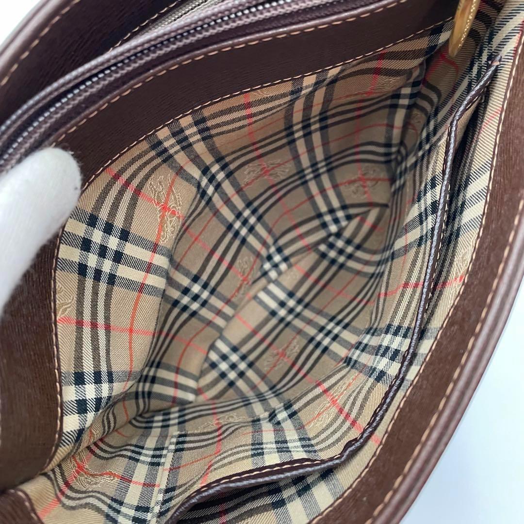 高級　バーバリー　ノバチェック シャドーホース　レザー　ハンドバッグ