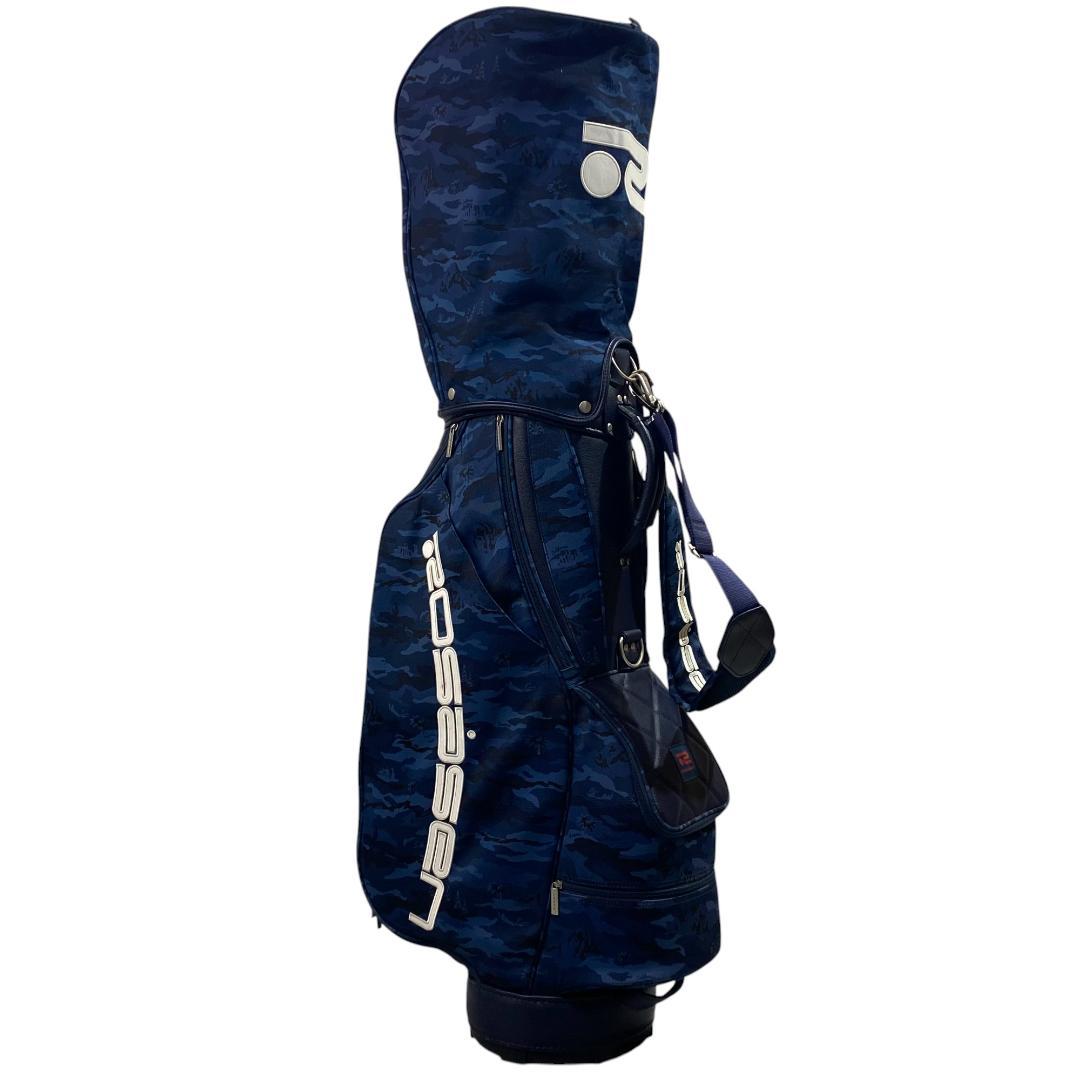 Rosasen ロサーセン キャディバッグ ネイビー 総柄 ゴルフ 9型 5分割