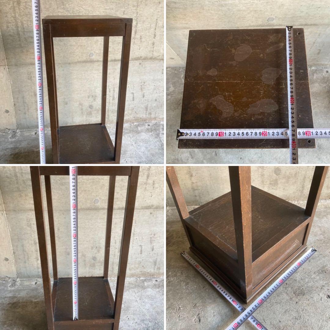 古い味のある飾り棚 置物台 電話台 花台 ラック シェルフ 棚 木製 レトロ