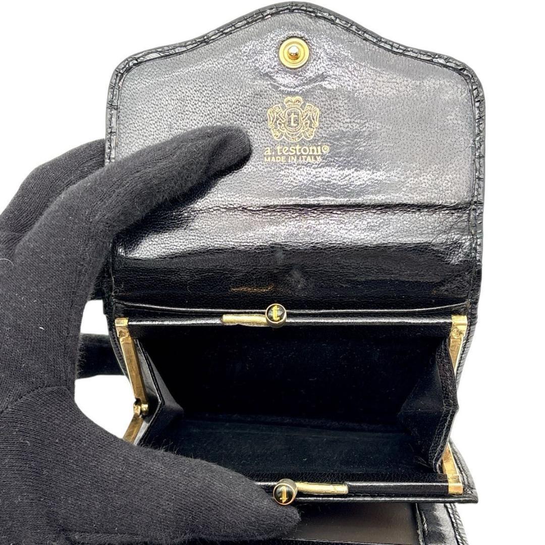 希少✨a.testoni テストーニ クロコダイル レザー マット加工 三つ折り
