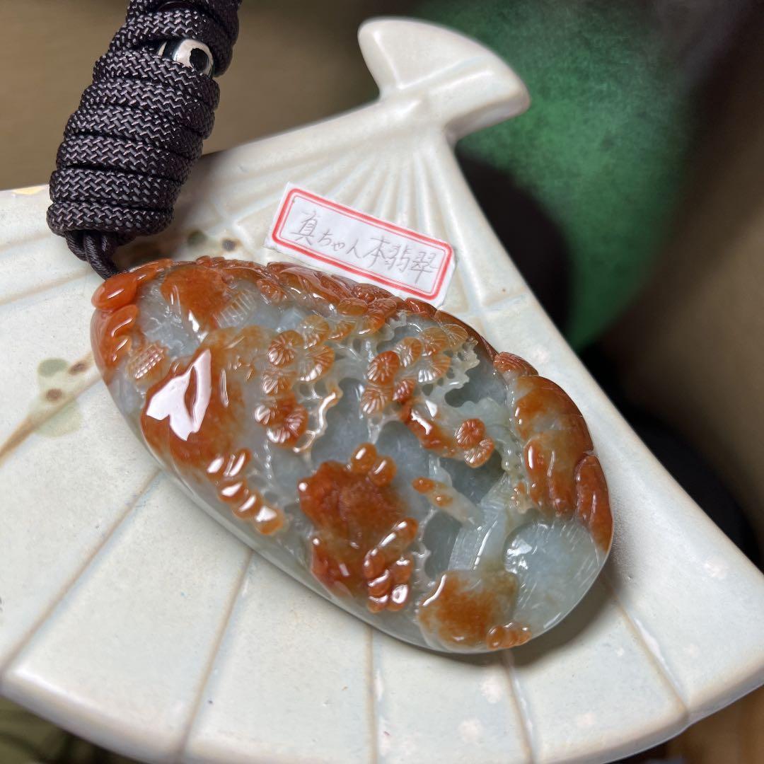 本翡翠　レア大きい開運天然山水風景画