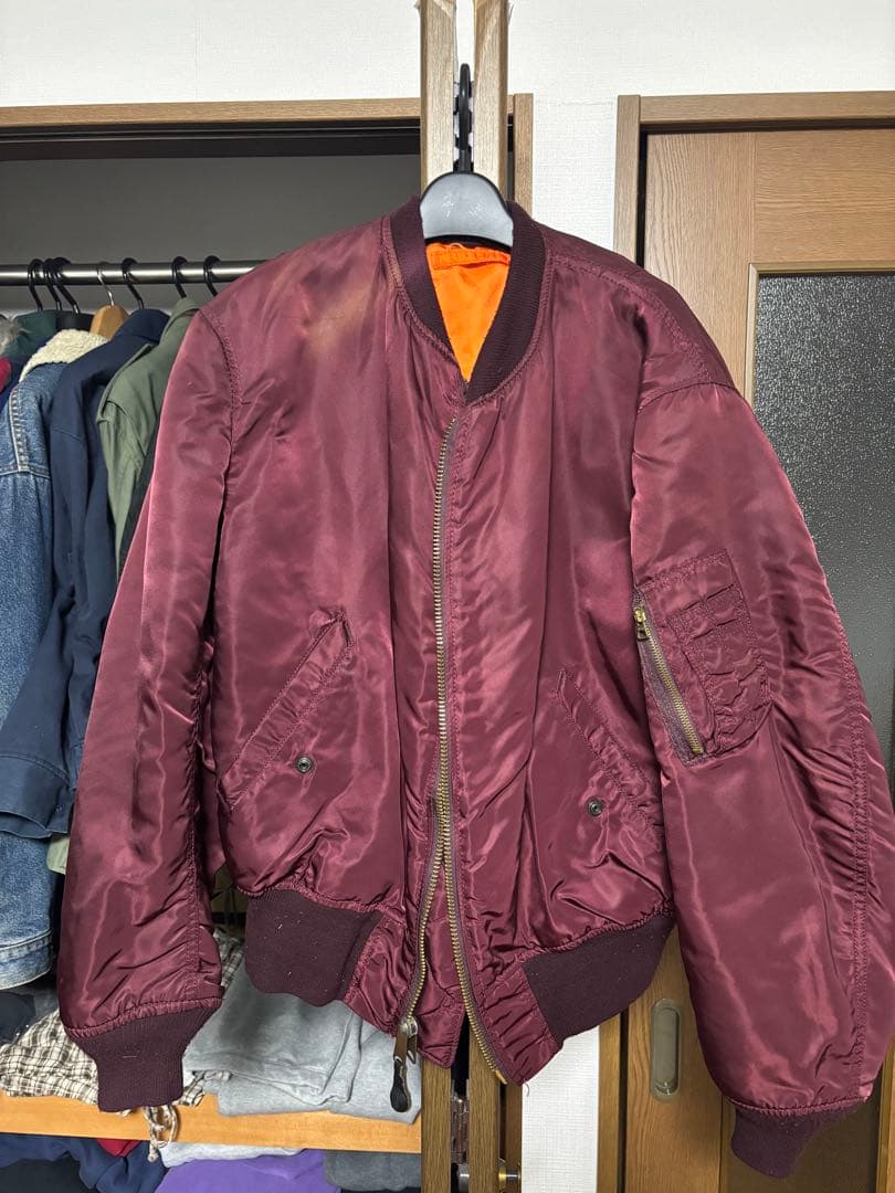アルファ　USA製バーガンディ MA-1 フライトジャケット　90s エルサイズ