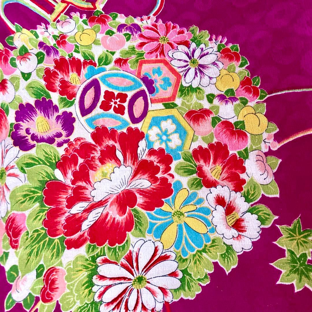 花車 花薬玉 ジュニア アンティーク着物 昭和レトロ 大正ロマン NO