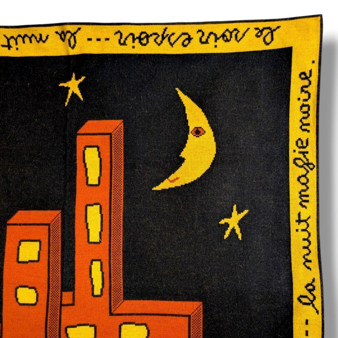 希少 カステルバジャック アート柄 大判ストール ひざ掛け 壁アート オレンジ