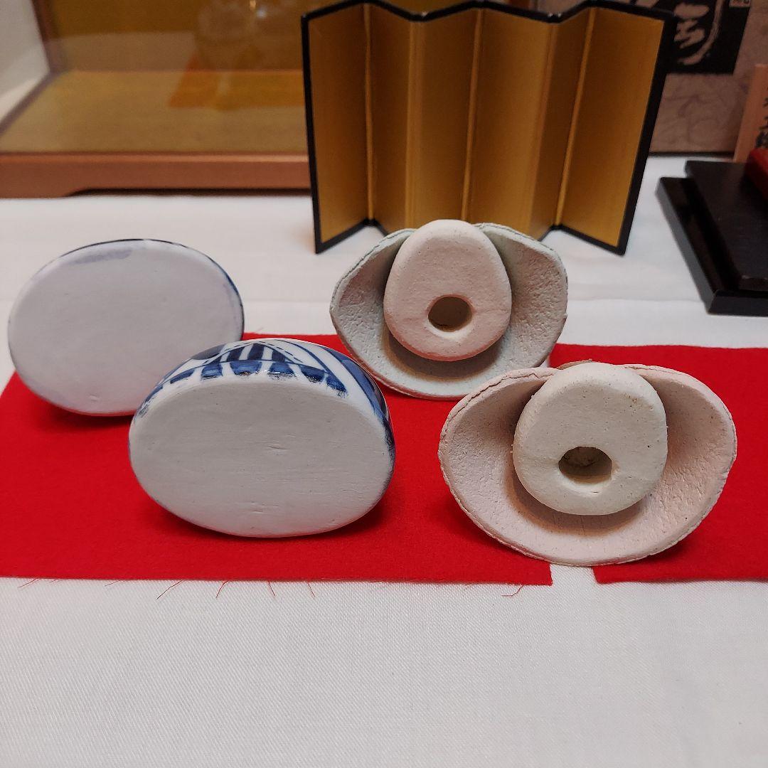 雛人形　砥部焼きよし窯　備前焼　手びねり　土鈴　姫だるま　ガラスケース　まとめ売