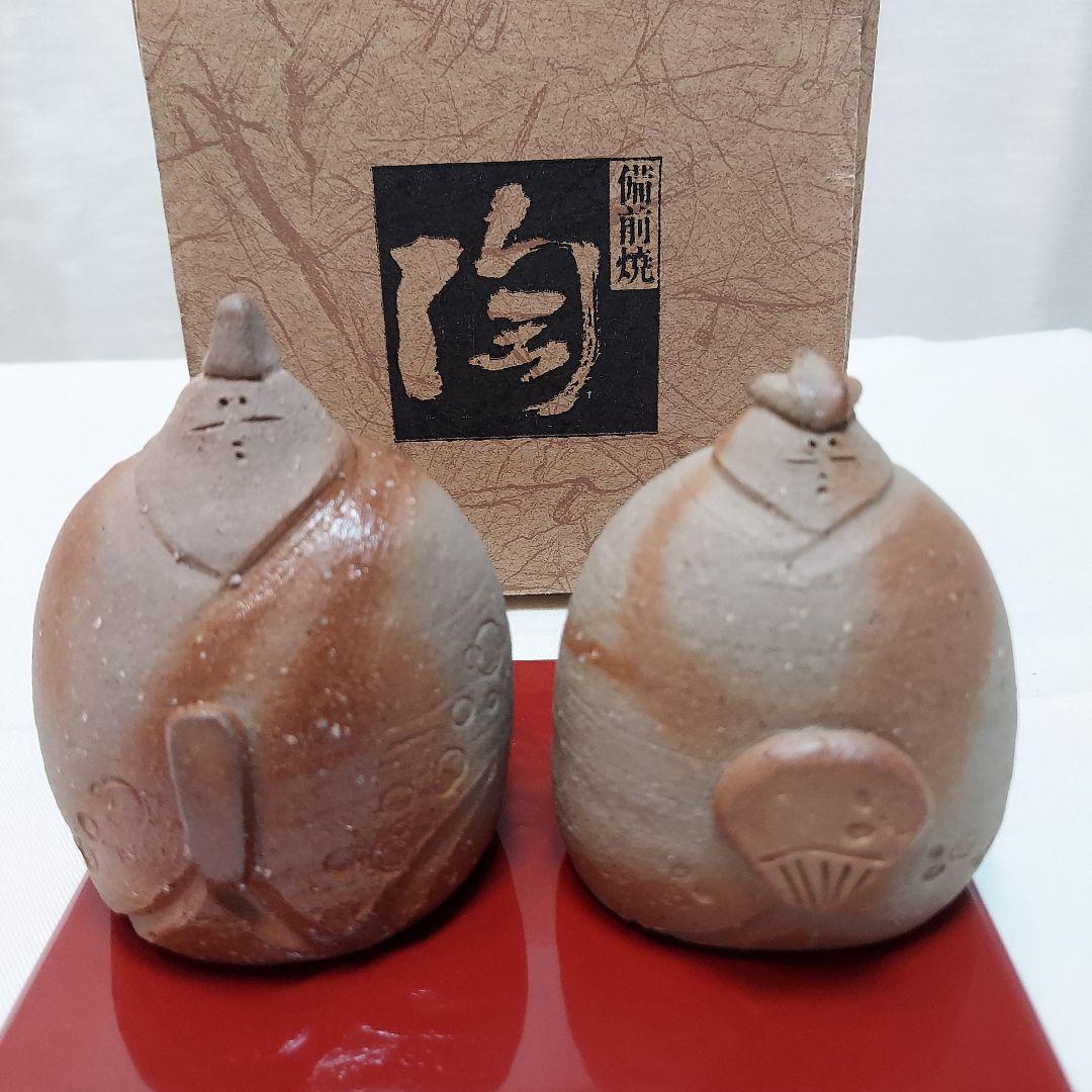 雛人形　砥部焼きよし窯　備前焼　手びねり　土鈴　姫だるま　ガラスケース　まとめ売