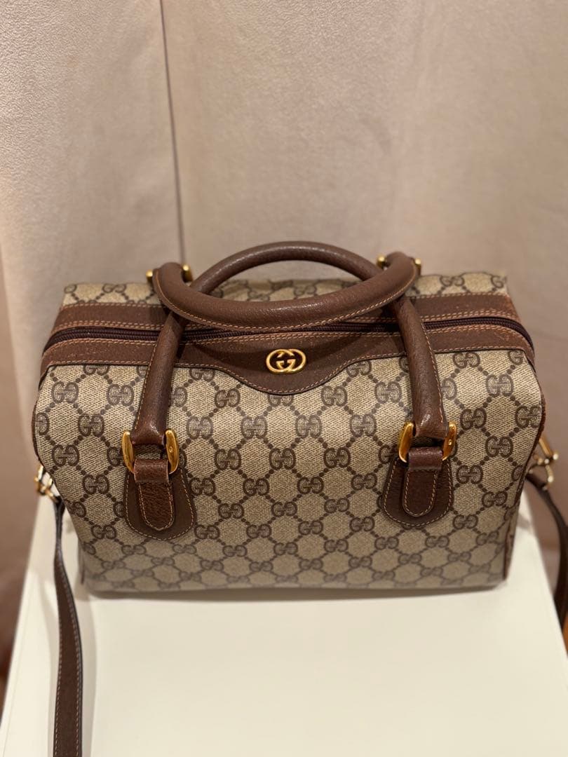 GUCCI オールドグッチ ヴィンテージ GG レザー ボストンバッグ