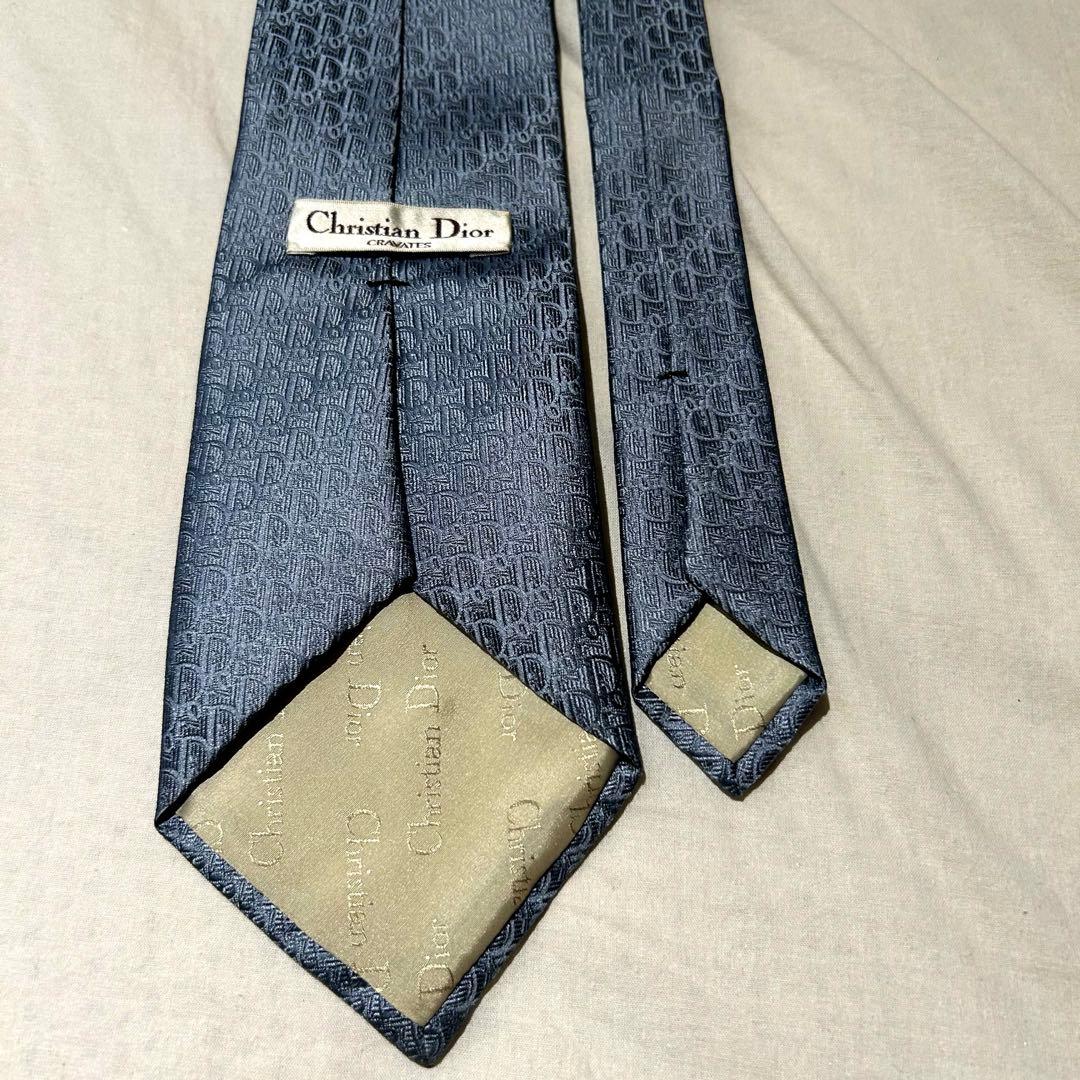 【美品】Christian Dior ディオール　ネクタイ　トロッター柄　グレー