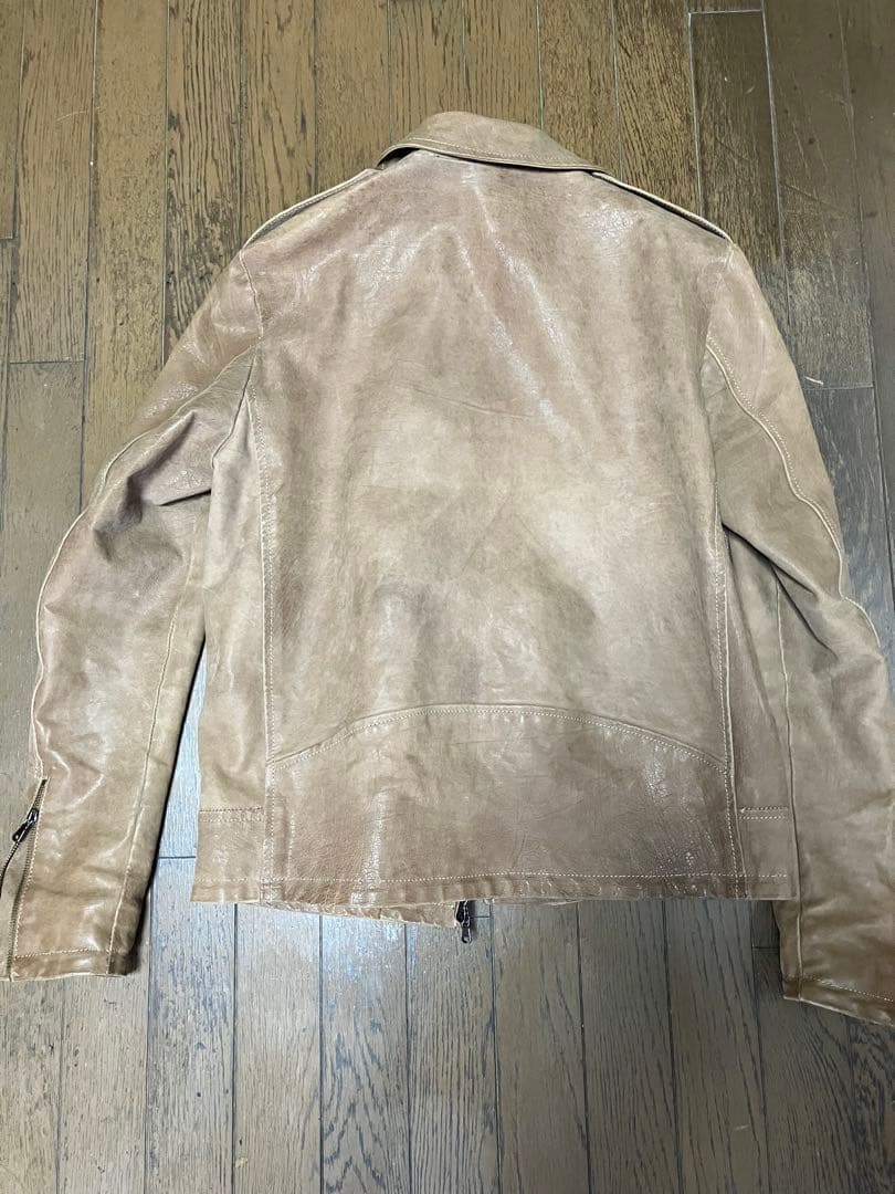 Salvatore Santon ベージュ レザーライダースジャケット