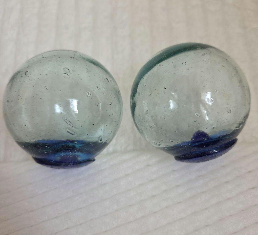 ガラス浮き玉 ガラス玉 茶２ 青ボタン２