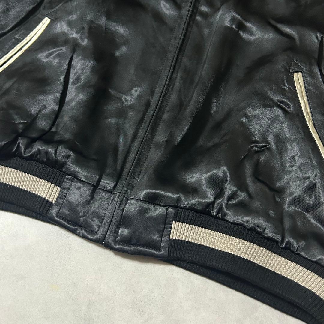 美品 サトリ スカジャン リバーシブル XXL 蓮 ガネーシャ 仏教 刺繍 黒