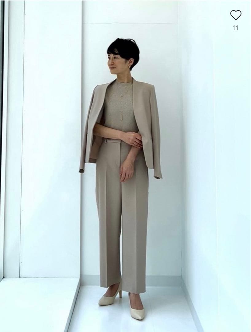 PLST プレミアムオックスノーカラージャケット ストレートパンツ セットアップ