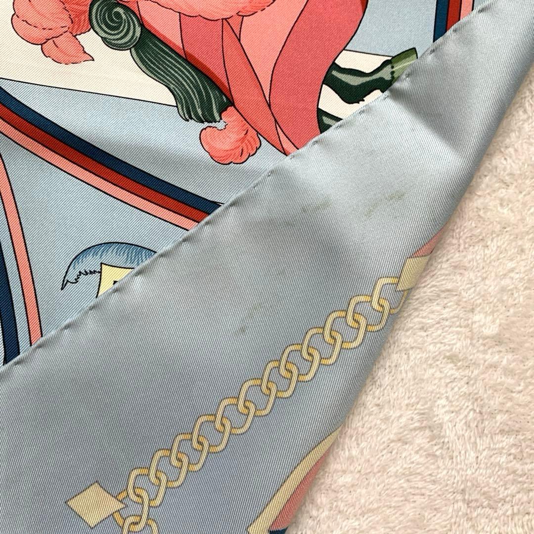 HERMES エルメス　スカーフ　カレ90 ストール　水色　約88㎝　騎士柄