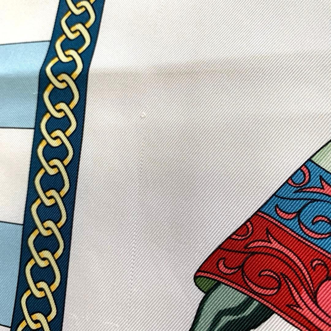 HERMES エルメス　スカーフ　カレ90 ストール　水色　約88㎝　騎士柄