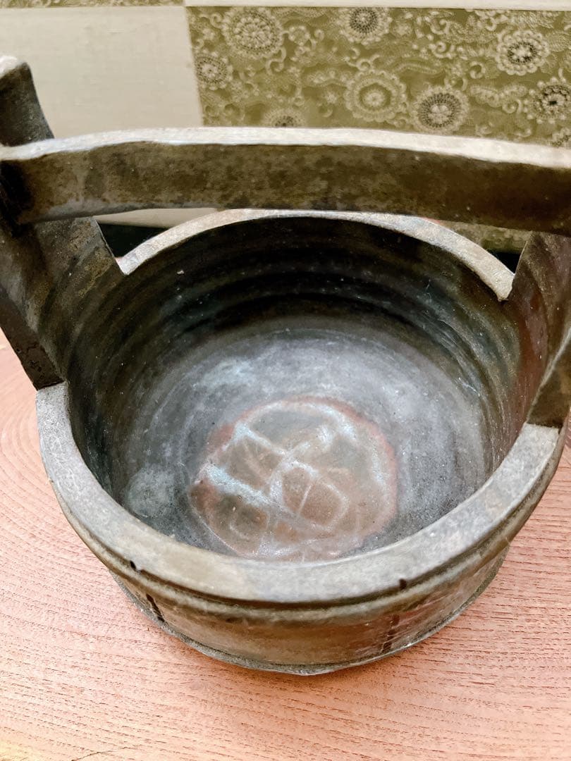 備前焼　手桶花入れ　花器　花瓶 置物　骨董品　手付花入