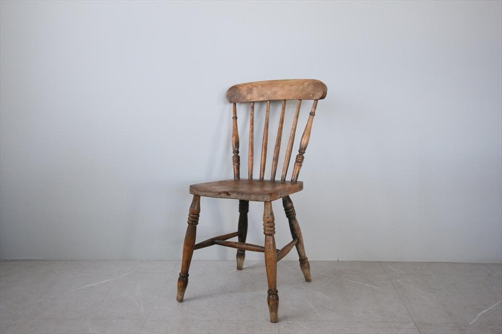 英国アンティーク木製キッチンチェア/ダイニングイス椅子/飾り棚(92-159)