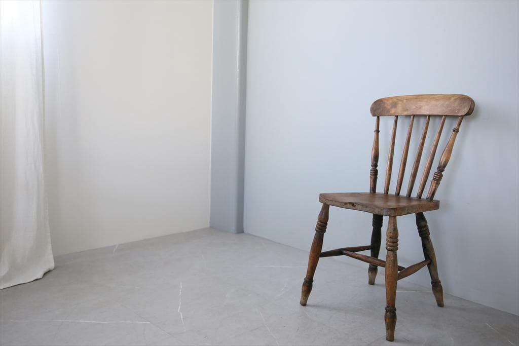 英国アンティーク木製キッチンチェア/ダイニングイス椅子/飾り棚(92-159)