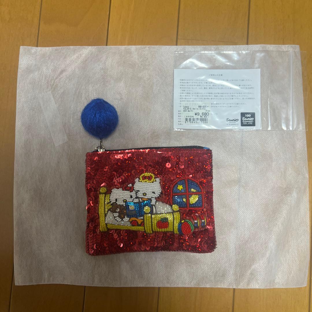 tamaoworld×ハローキティ コラボレーション｜スパンコール刺繍ポーチ