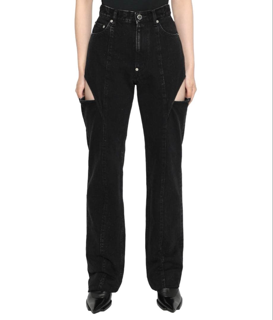 パンツ WASHED DENIM HOLLOWED OUT PANTS