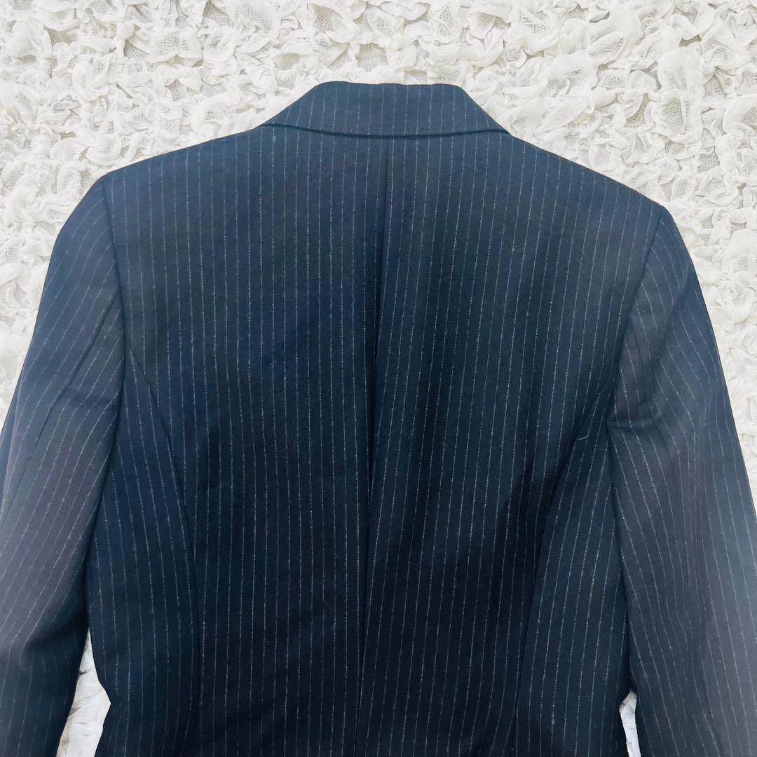iCBアイシービー ストライプウールセットアップパンツスーツ カシミヤ混 ML紺