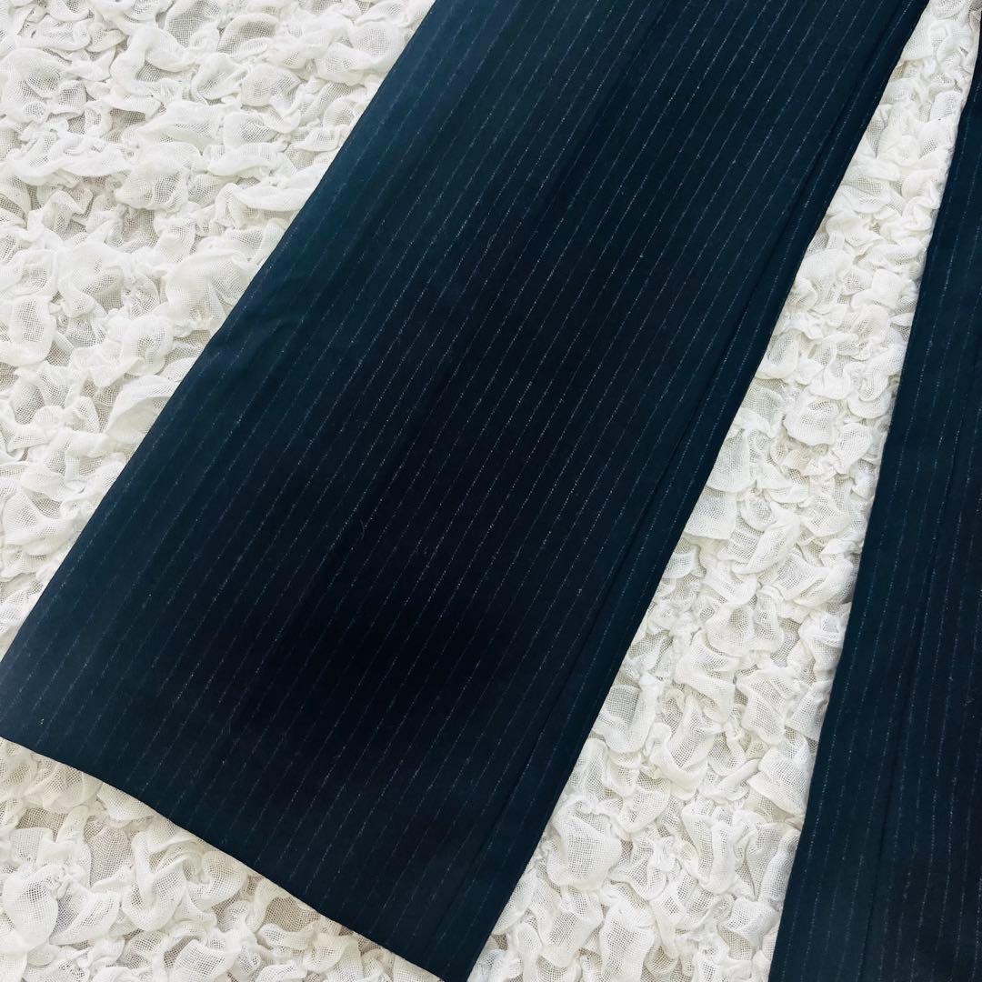 iCBアイシービー ストライプウールセットアップパンツスーツ カシミヤ混 ML紺