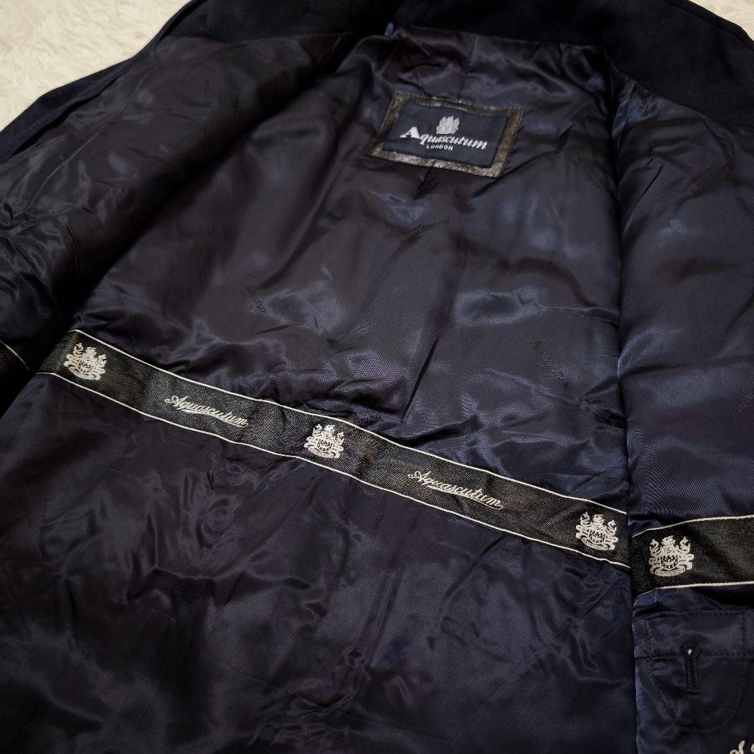 極美品アクアスキュータム 2way ダウンライナー チェスターコート 紺 42