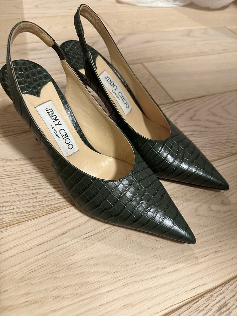 【新品近い】JIMMY CHOO ダークグリーン ハイヒール 36.5