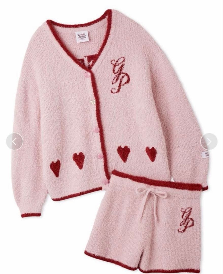 ジェラートピケ ラメフェザー カーディガン ショートパンツ セット