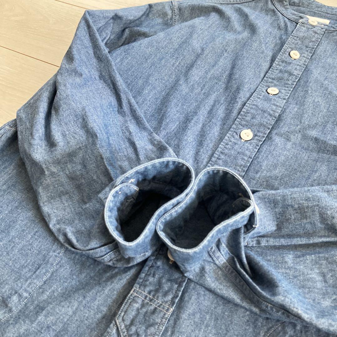 美品 ダントン デニムシャツ バンドカラー オックスシャツ 日本製 40