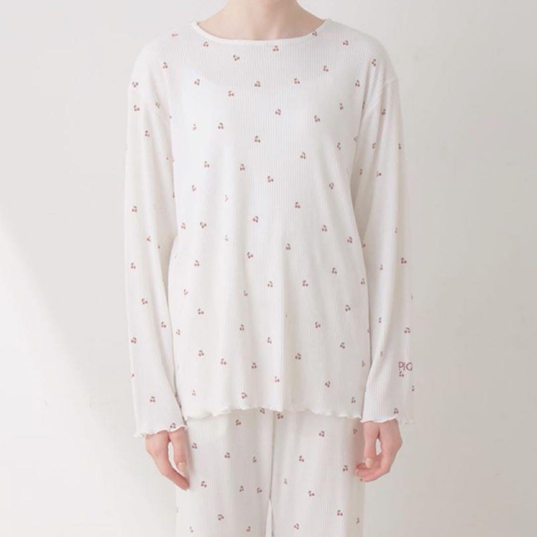 【最安値】新品未使用　ジェラートピケ　ルームウェア上下セット　チェリー柄