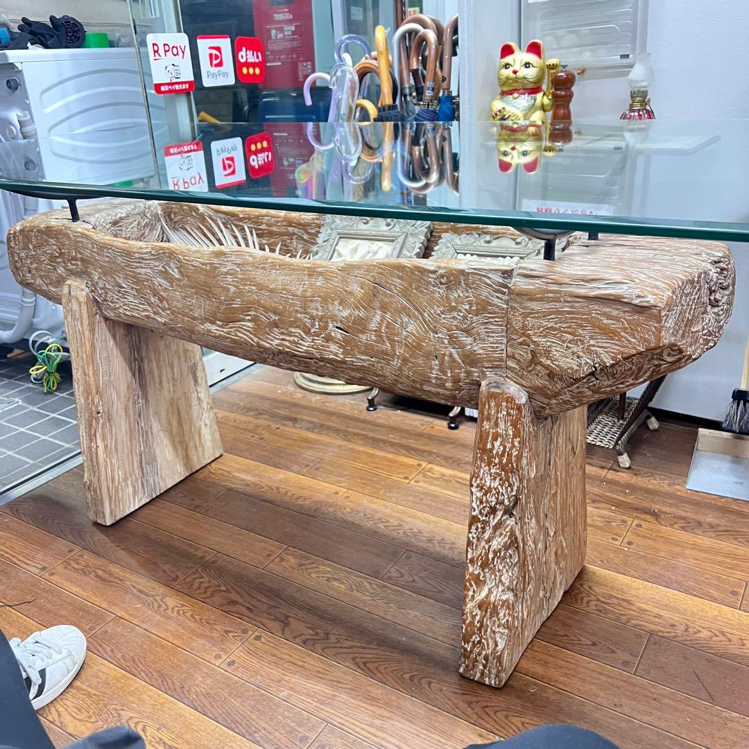 KAJA カジャ 古木ガラス ダイニングテーブル 幅約150cm