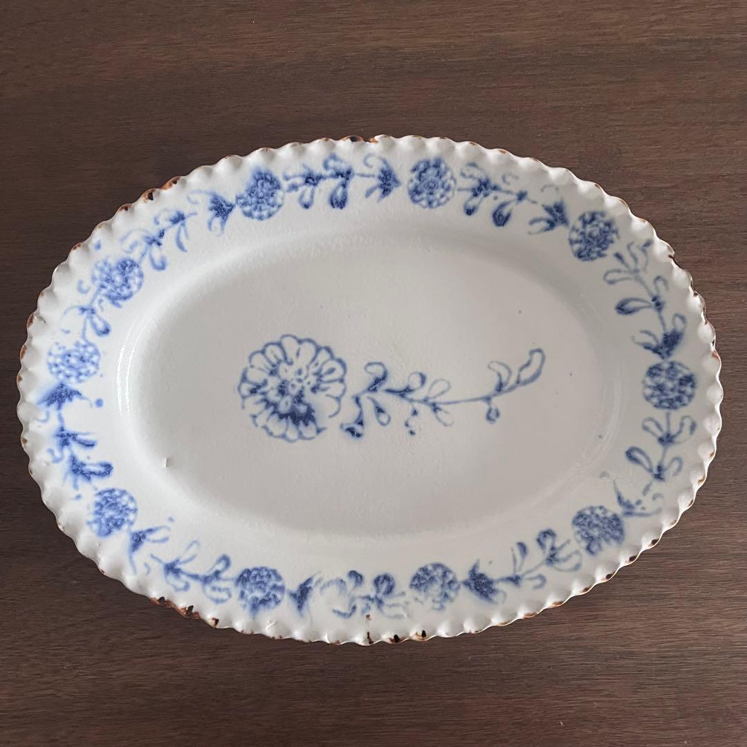 伊藤聡信 白印判楕円皿 オーバル皿 印判 大皿