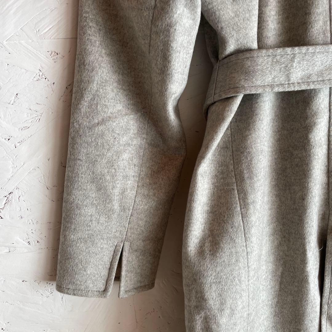 カシミヤ100%【TAKASHIMAYA】ウールコート　ライトグレー　L