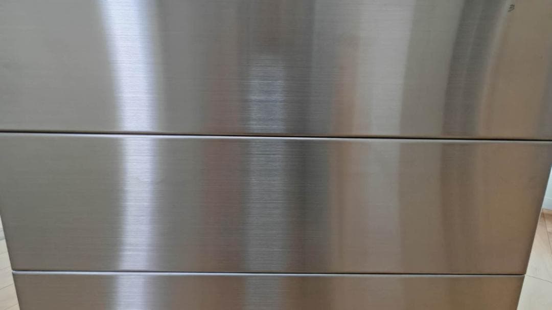 美品　【希少デザイン】ステンレスダストボックス／ゴミ箱 無垢材製天板付き