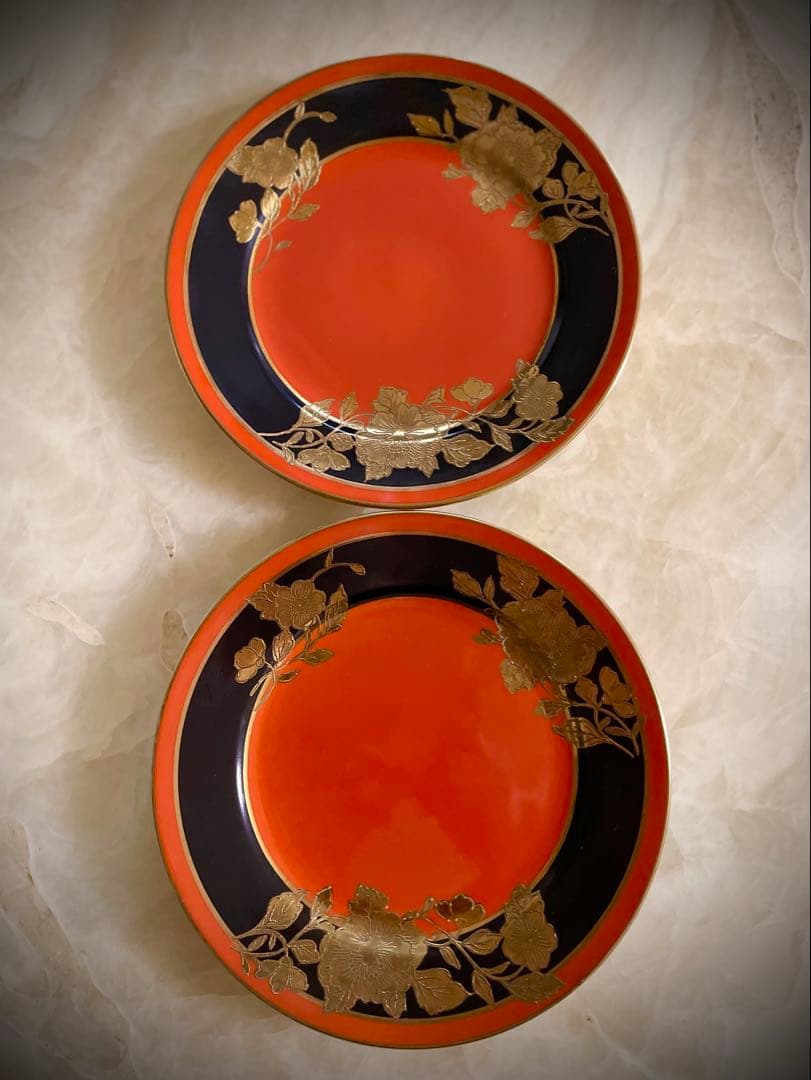 気まぐれセール中❣️オールドノリタケ✨美しく華麗な花々金盛り金彩皿2枚✨