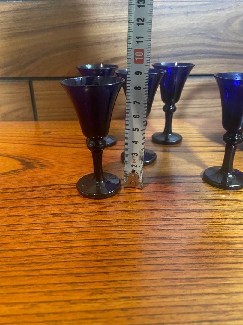 長崎ガラス　瑠璃色ガラス　ちろり×1 杯×5