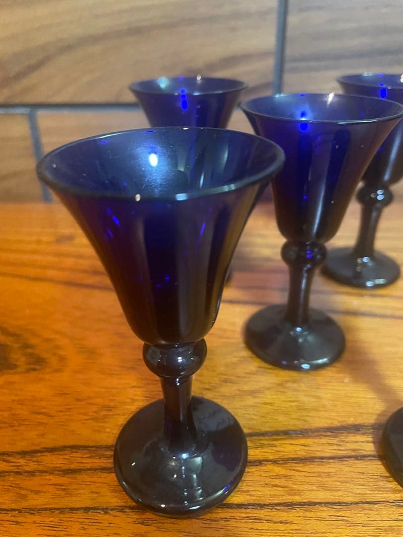 長崎ガラス　瑠璃色ガラス　ちろり×1 杯×5