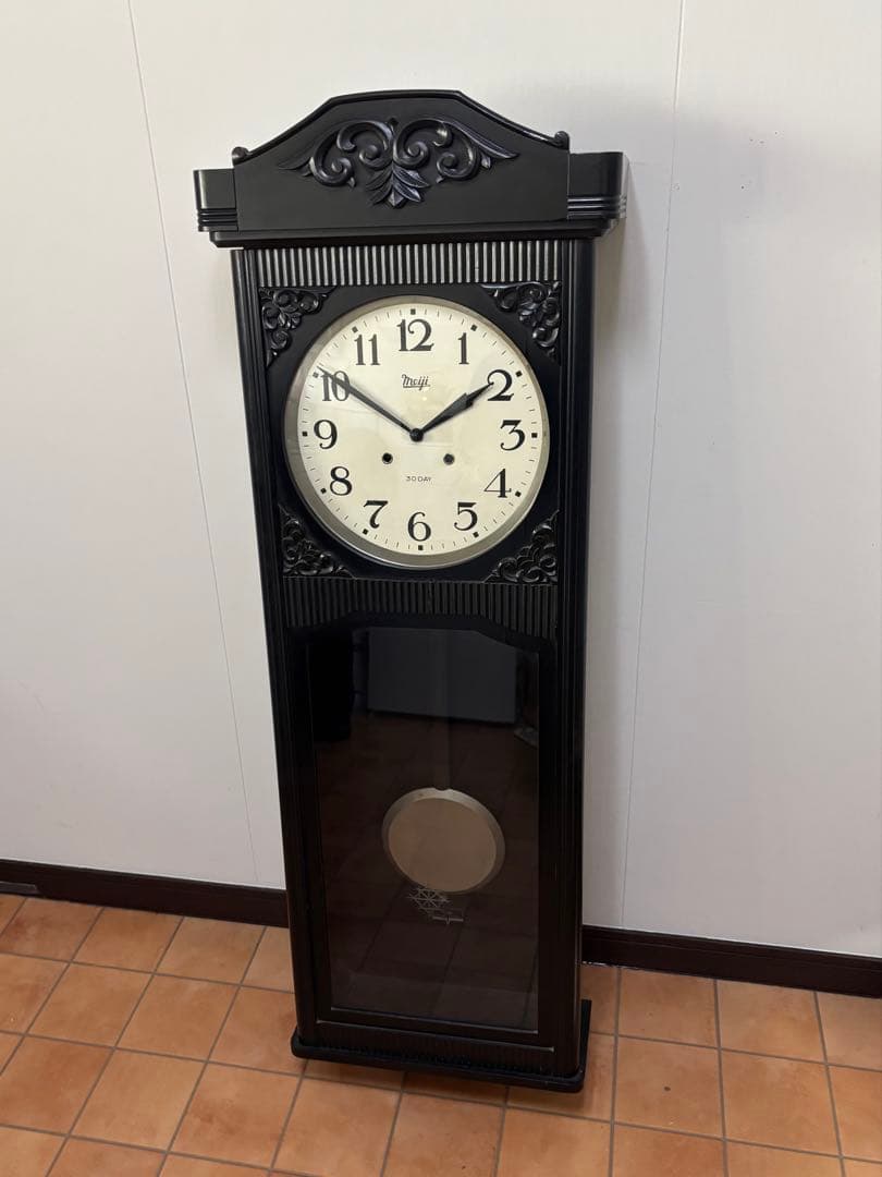 ◆岡山発◆Meiji◆大きなゼンマイ式掛時計◆全長約130cm 大型