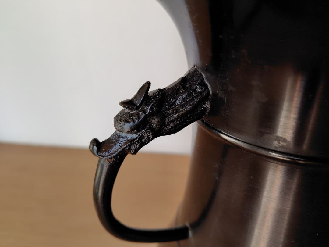 古流 伝統生け花花器 六華 獅子頭耳付き 銅鋳造花器