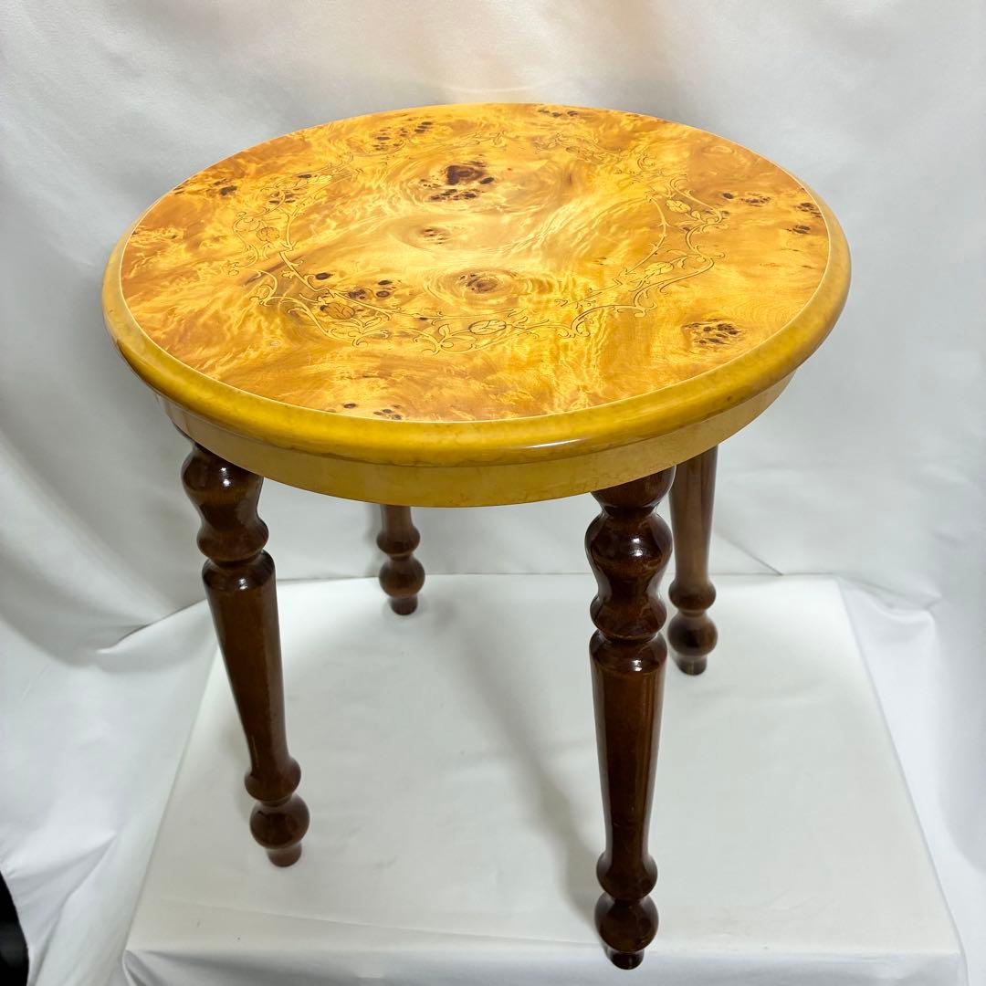 イタリア製 象嵌細工 サイドテーブル ヴィンテージ 艶あり 花柄