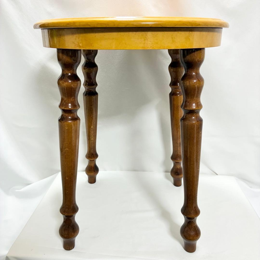 イタリア製 象嵌細工 サイドテーブル ヴィンテージ 艶あり 花柄