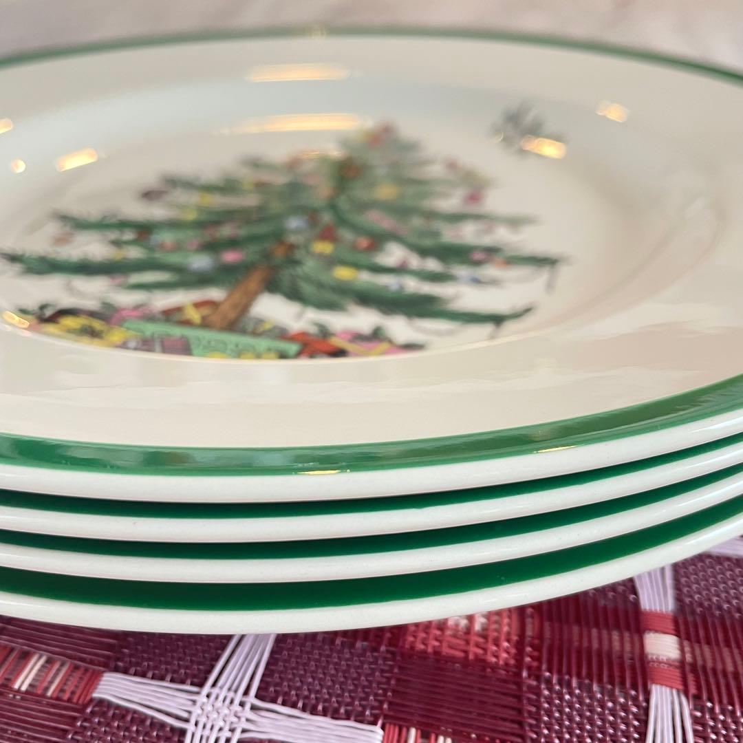 【英国製】スポード　クリスマスツリー　ディナープレート　４点セット