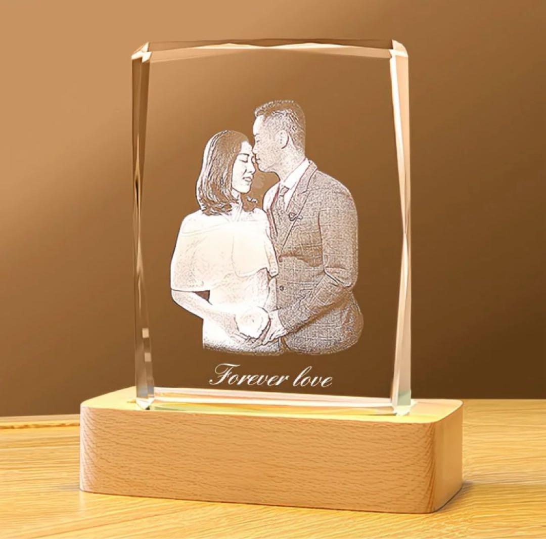 名入れ対応 水晶 ガラス オーダーメイドフォトフレーム 写真立て 誕生日 結婚式